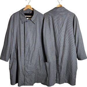 London Fog Houndstooth Overcoat Maincoat Men's 44R Gray Faux Fur Lined Formal